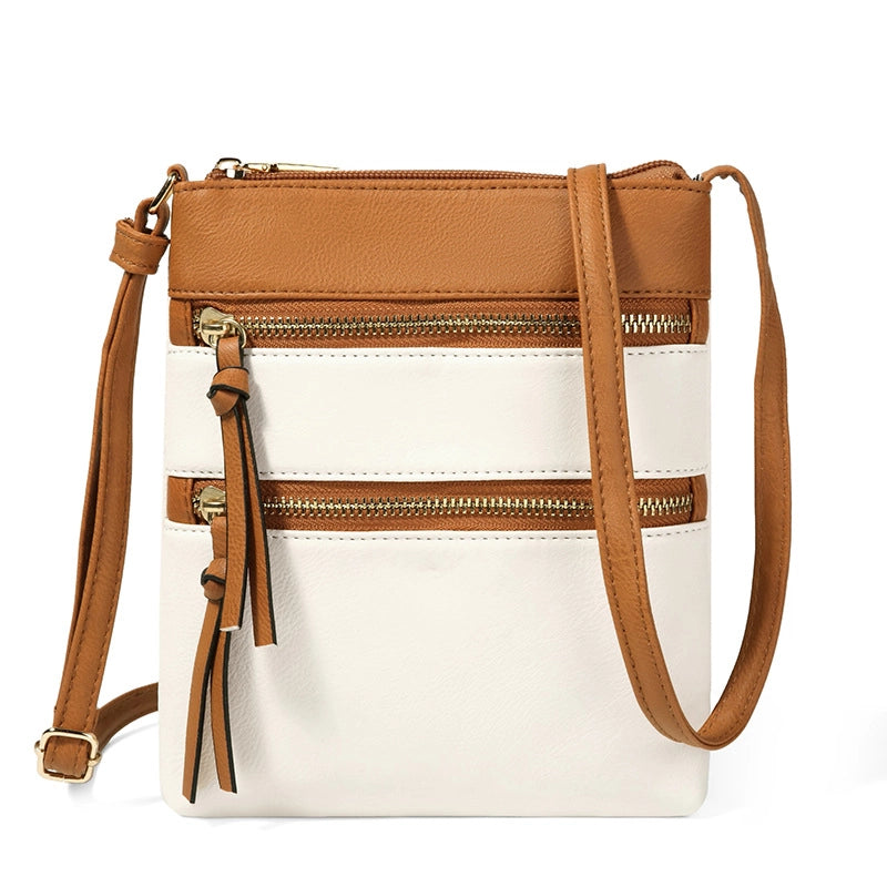 Women's Small Pu Leather Solid Color Fashion Square Zipper Crossbody Bag
