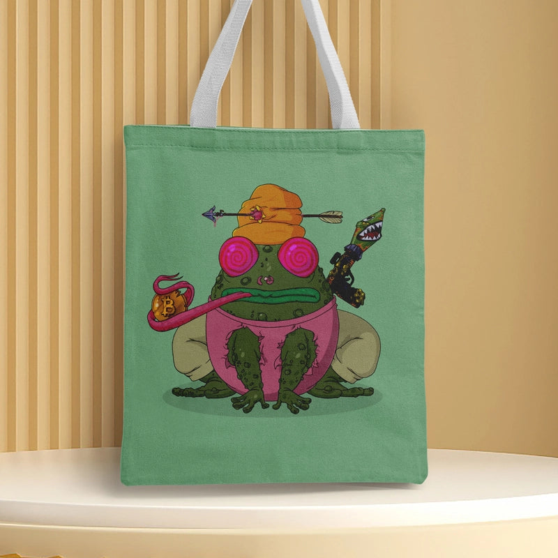 Women's Medium Canvas Frog Basic Classic Style Square Open Canvas Bag