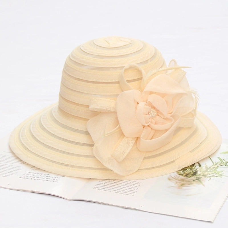 Women's Fashion Solid Color Flowers Flat Eaves Sun Hat