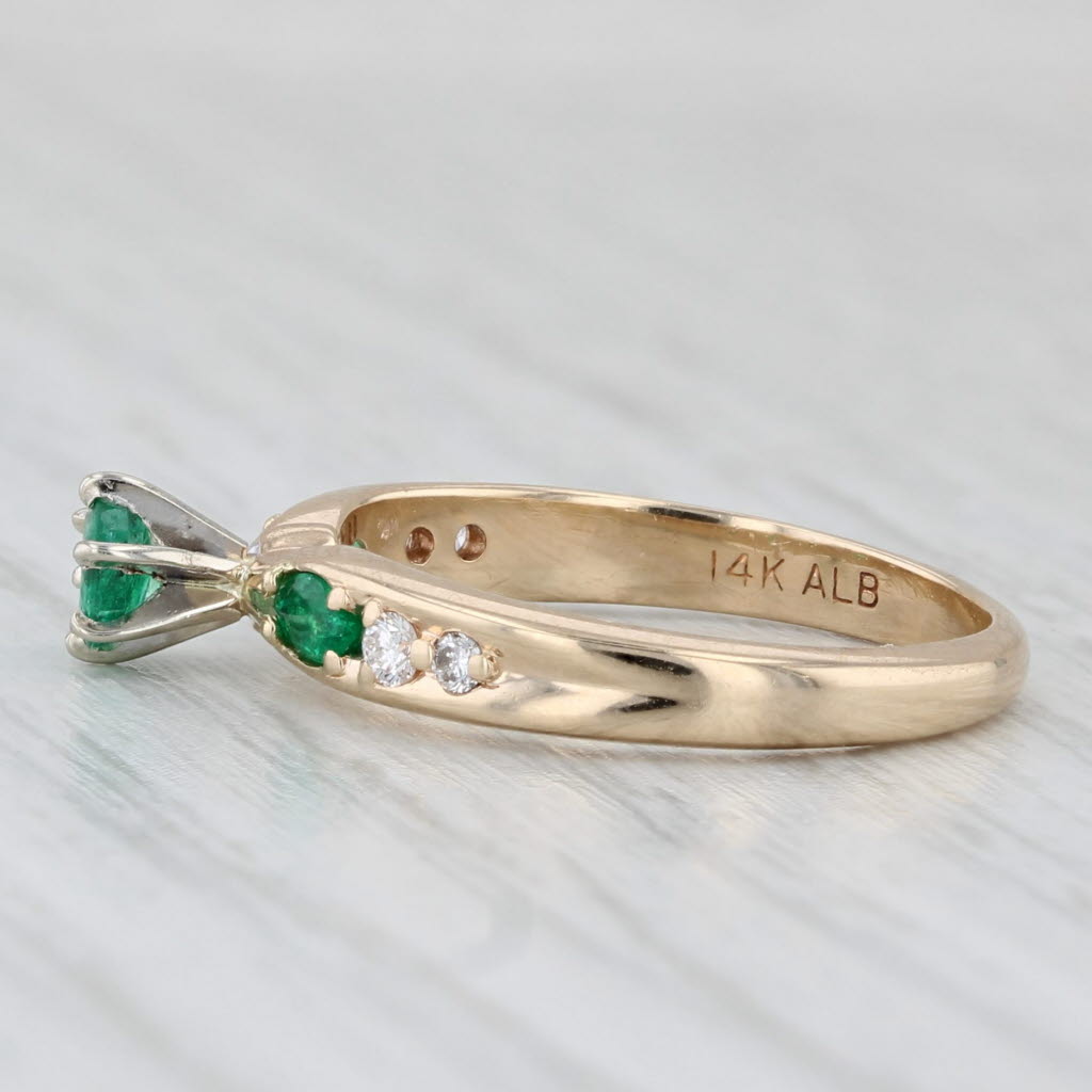 0.27ctw Emerald Diamond Ring 14k Yellow Gold Size 5 Engagement