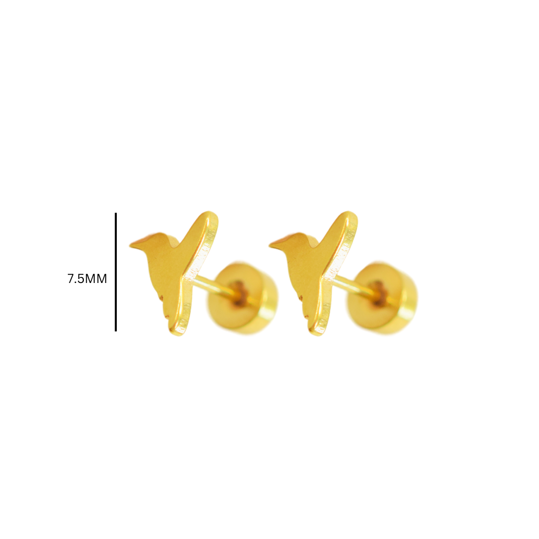 Baby hummingbird studs - Gold