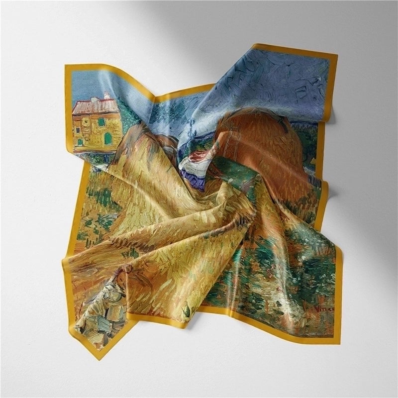 Women's Elegant Oil Painting Polyester Silk Scarf