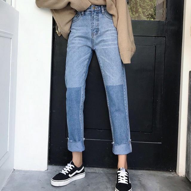 Two Tone Slim Straight Jeans