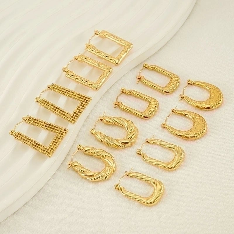 1 Piece Vintage Style U Shape Semicircle Round Polishing Plating Stainless Steel Titanium Steel Titanium Steel 18K Gold Plated Ear Studs