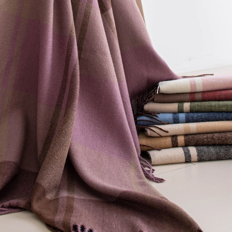 Women's Elegant Minimalist Plaid Imitation Cashmere Tassel Scarf