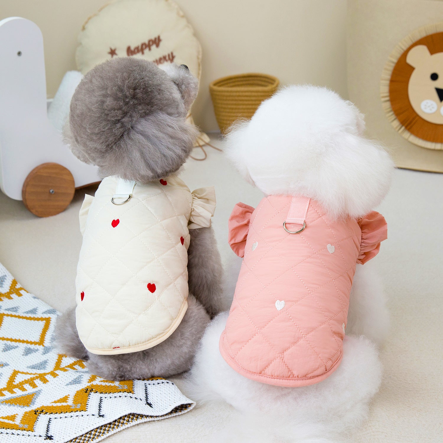 Warm Heart Printed Ruffled Sleeves Harness Jacket
