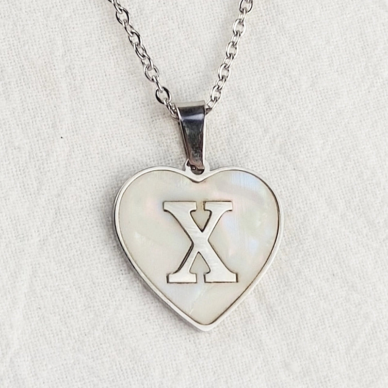 Cute Sweet Letter Titanium Steel Plating Inlay Shell Pendant Necklace