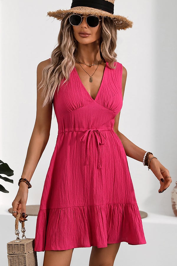 Fashion Solid Sleeveless Casual Mini Dress
