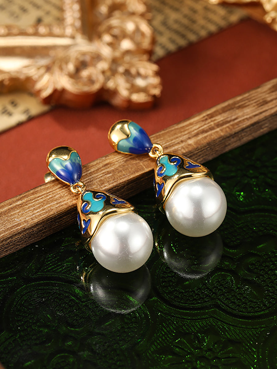 Women Ethnic Pearl S925Silver Earrings