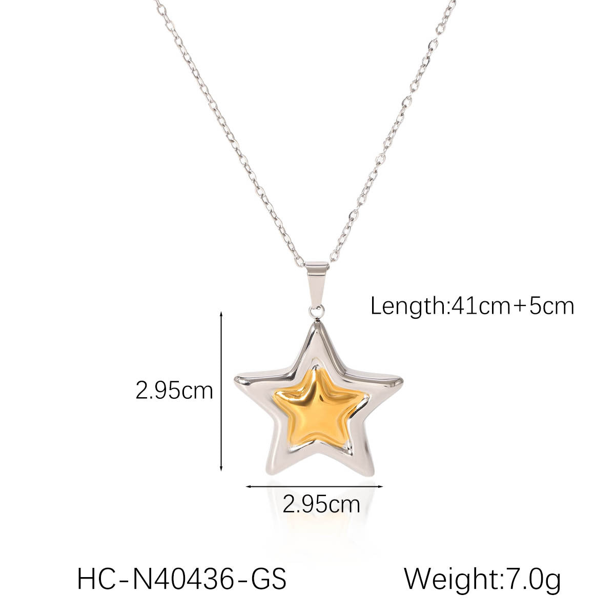 Stainless Steel Five-Pointed Star Pendant Necklace Gold And Silver Color Matching Star-Shaped Open Ring Titanium Steel Star Earrings
