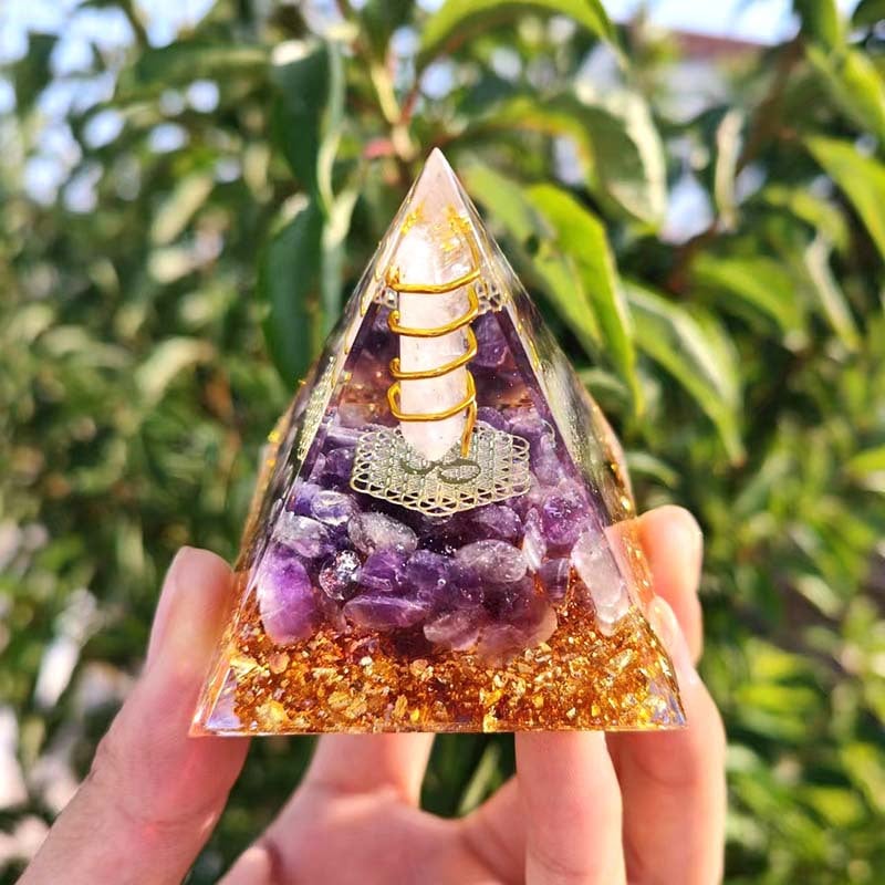 Orgone Pyramid. Small Healing Crystal Pyramid Porstive Energy Generator.  Resist Stress. Bring Good Luck and Wealth