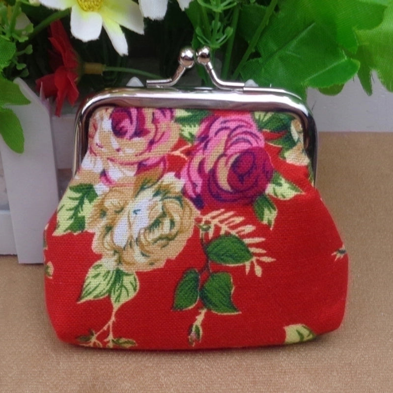 Women's Flower Canvas Lock Clasp Wallets