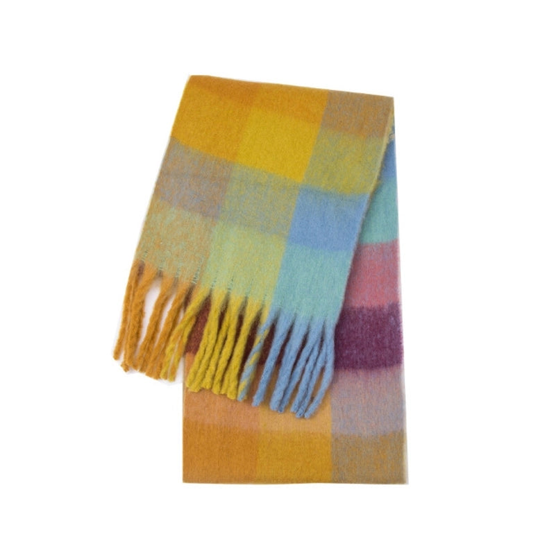 Women's Casual Minimalist Lattice Polyester Tassel Scarf