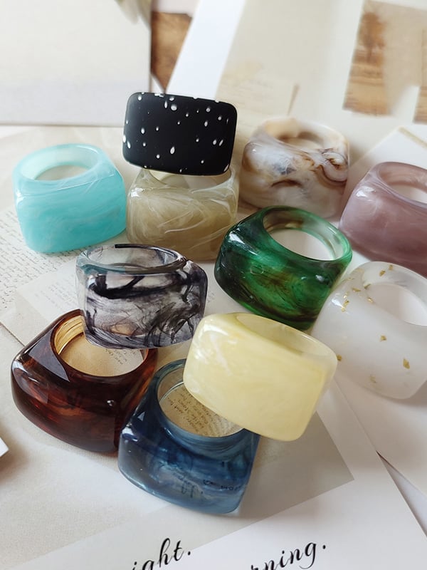 Acrylic 11 Colors Geometric Ring