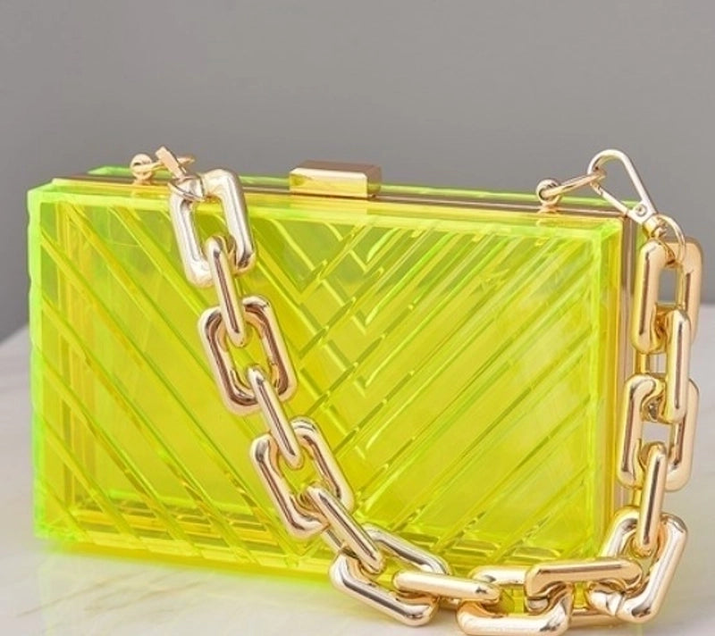 Pvc Metal Solid Color Square Evening Bags