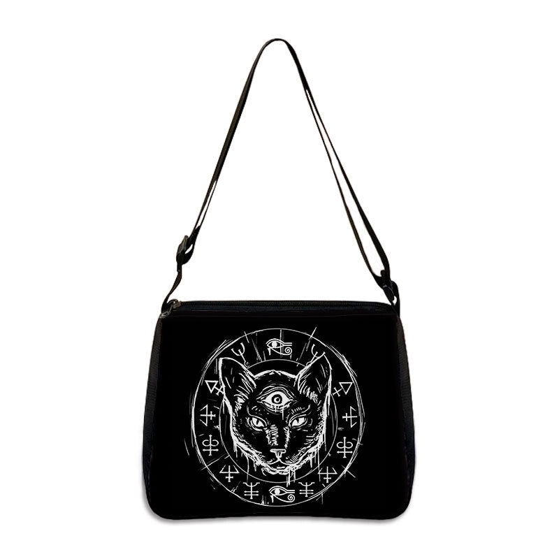 Women's Small All Seasons Polyester Cartoon Cat Vintage Style Square Zipper Underarm Bag