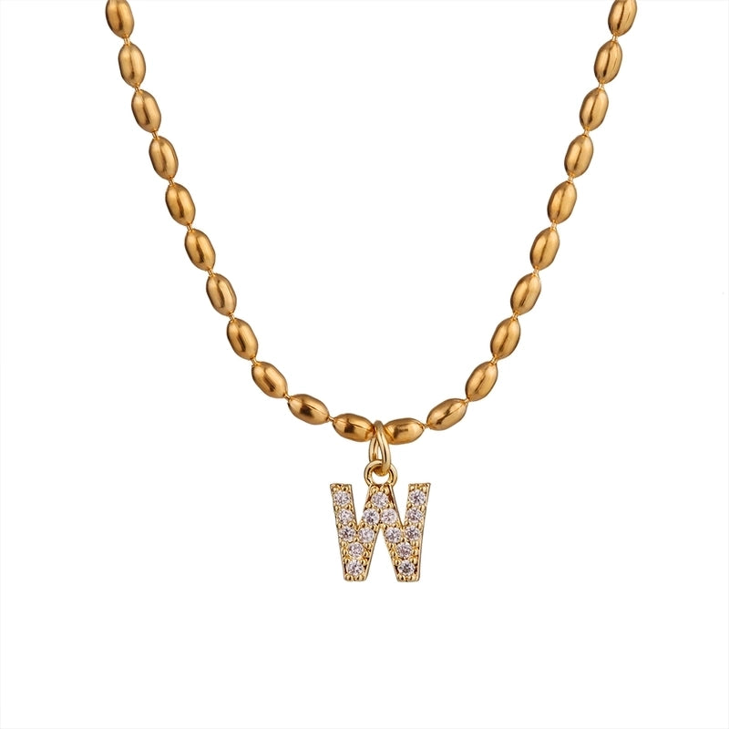 Shiny Letter Letter 304 Stainless Steel Necklace