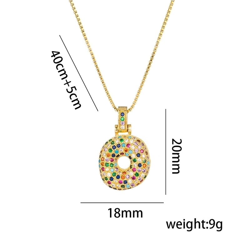 Titanium Steel 18K Gold Plated Minimalist Inlay Letter Zircon Pendant Necklace