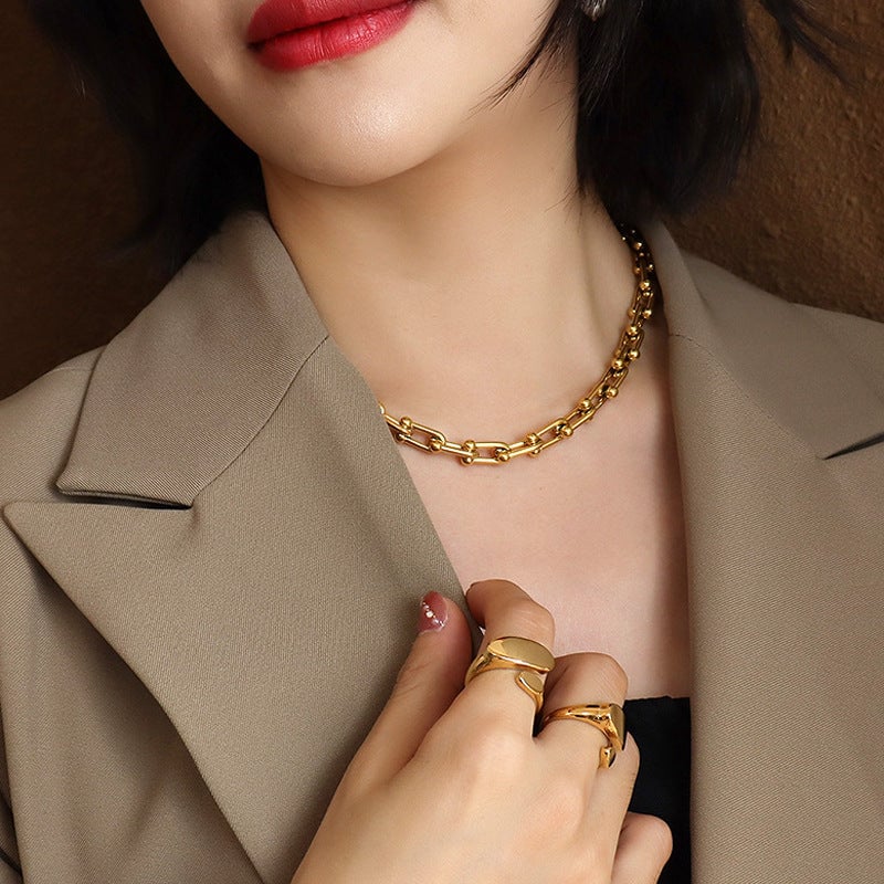 IG Style Chain Geometric Stainless Steel 18K Gold Plated Necklaces