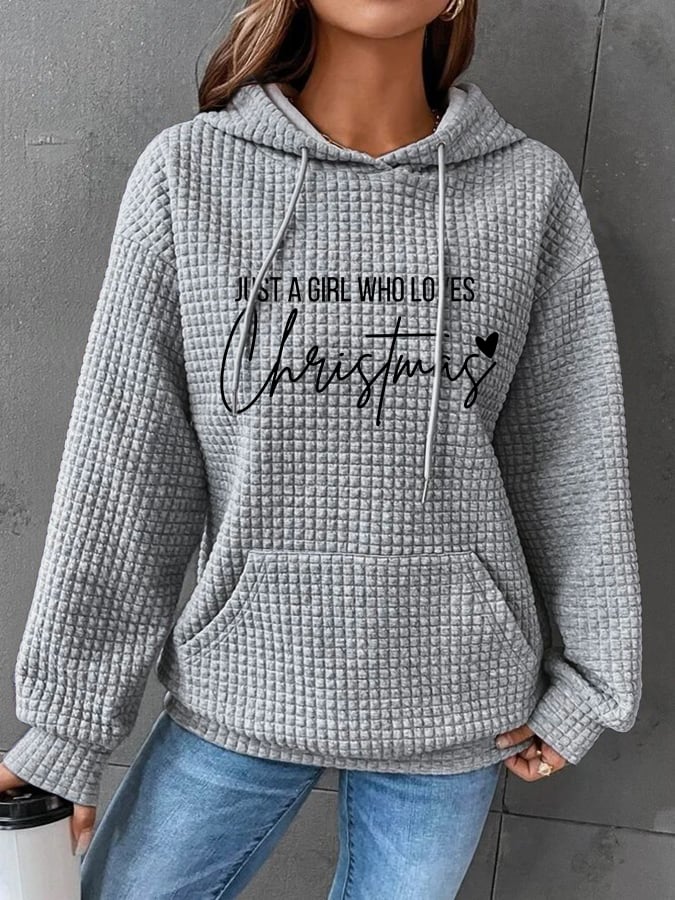 Women'S Just A Girl Who Loves Christmas Printed Hooded Sweatshirt