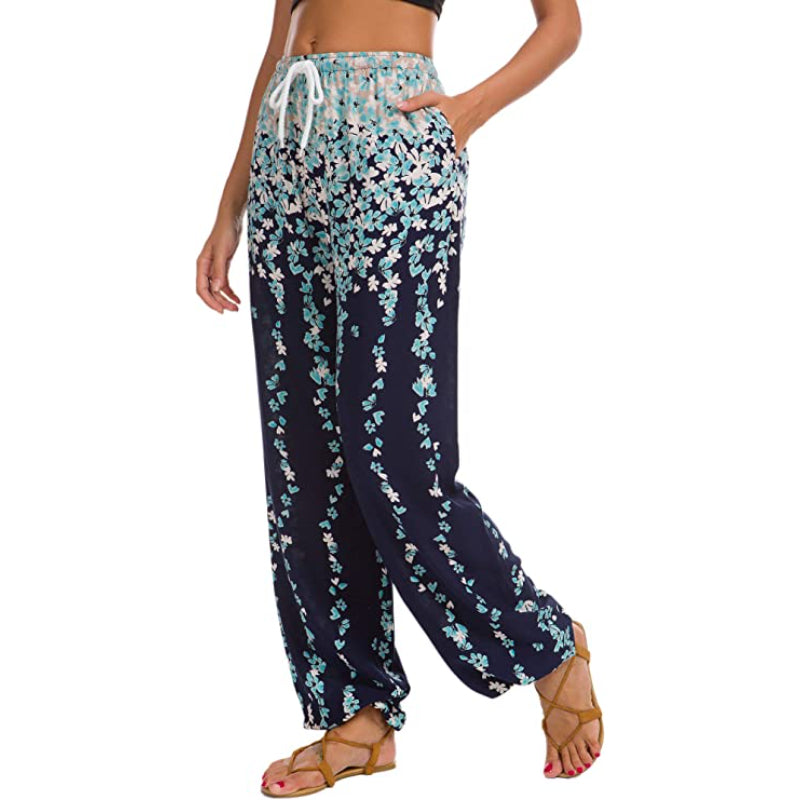 Women's Floral Print Boho Yoga Pants Harem Pants
