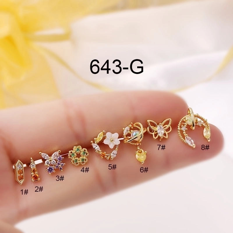 Ear Cartilage Rings & Studs Geometric 316L Stainless Steel  Copper Plating