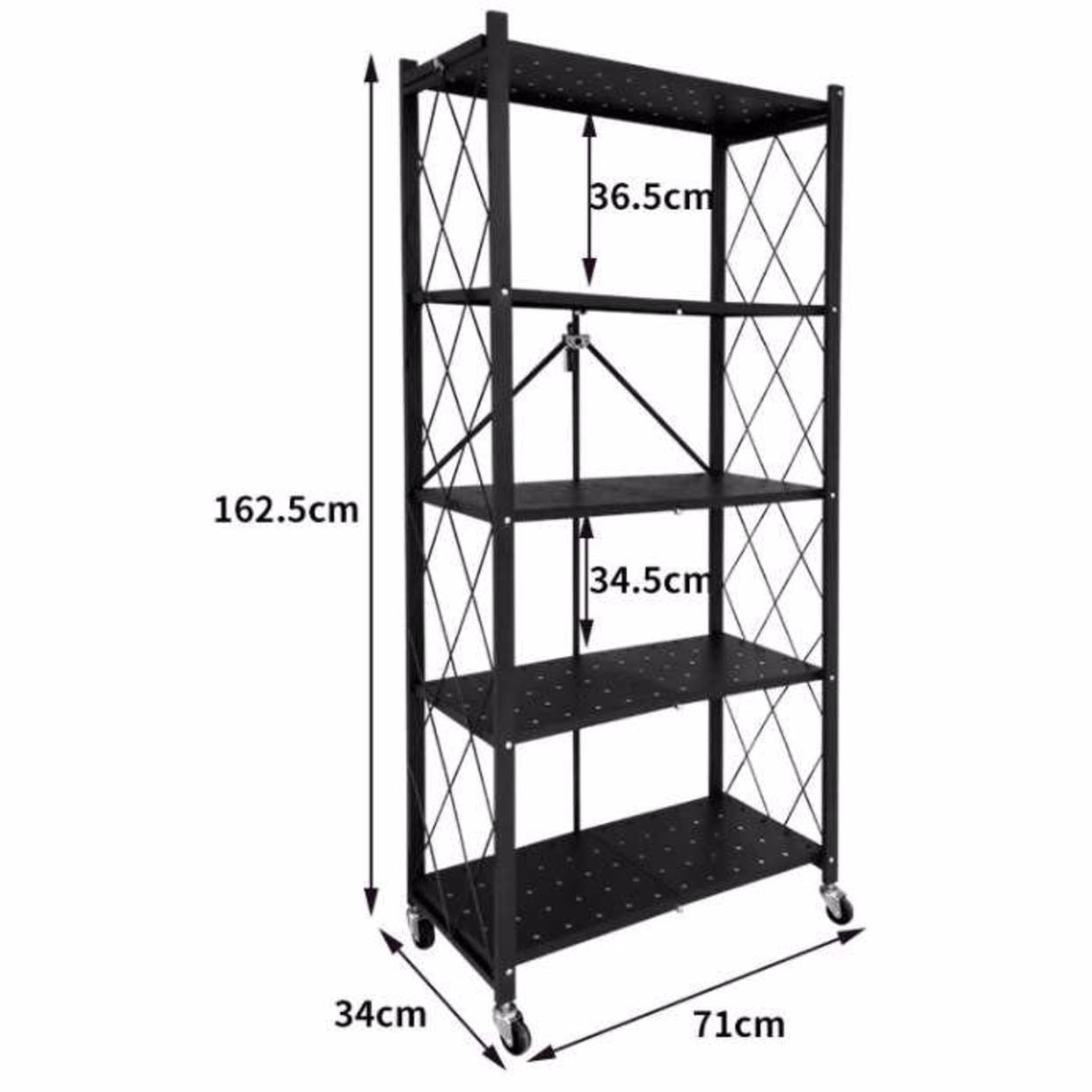 5 Layer Foldable Trolley Rack .Folding Shelf for Kitchen