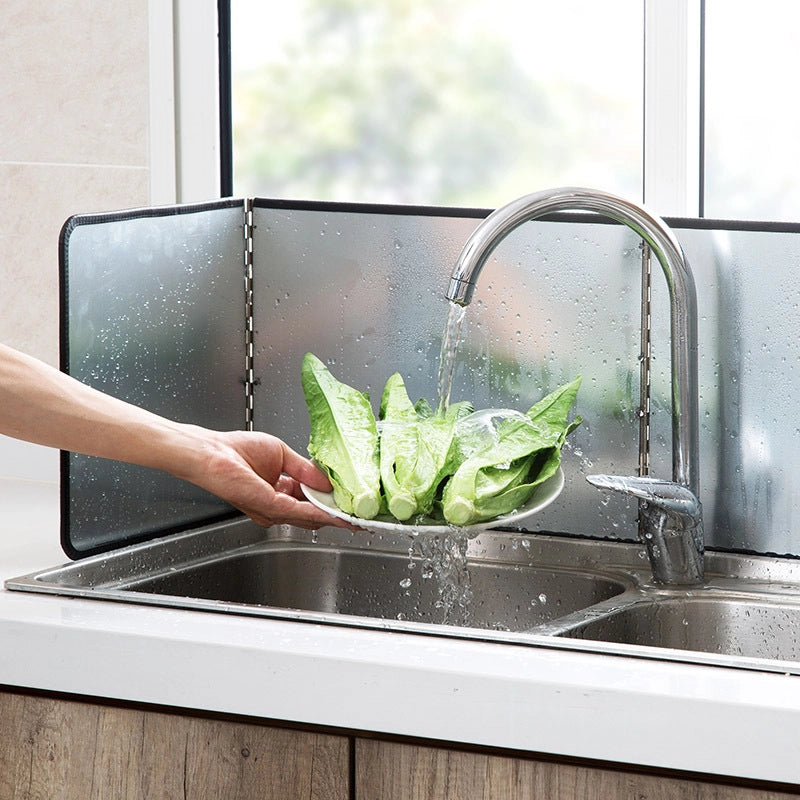 Gas Stove Galvanized Oil Barrier Folding Heat Insulation Board Kitchen Cooking Oil Barrier Household Stove Splash Oil Barrier