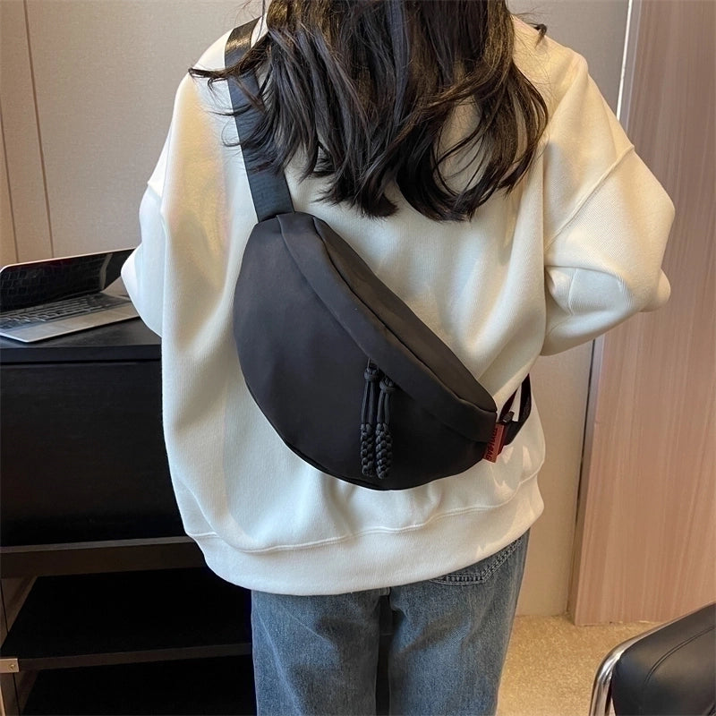 Women's Basic Solid Color Nylon Waist Bags