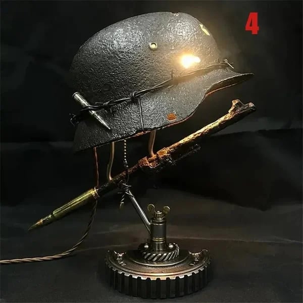 Combat Helmet Light Up Home Decor Table Lamp