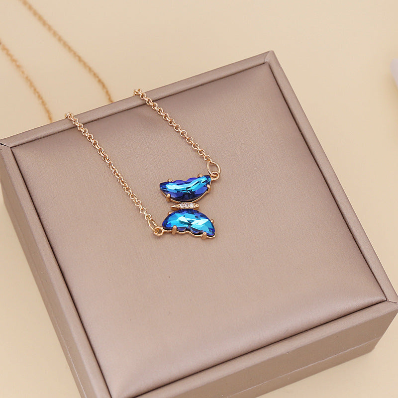 Women IG Style Butterfly Insect Glass Necklaces