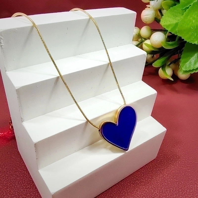 Princess Cute Minimalist Heart Shape Stainless Steel Plating Inlay Shell 18k Gold Plated Earrings Necklace