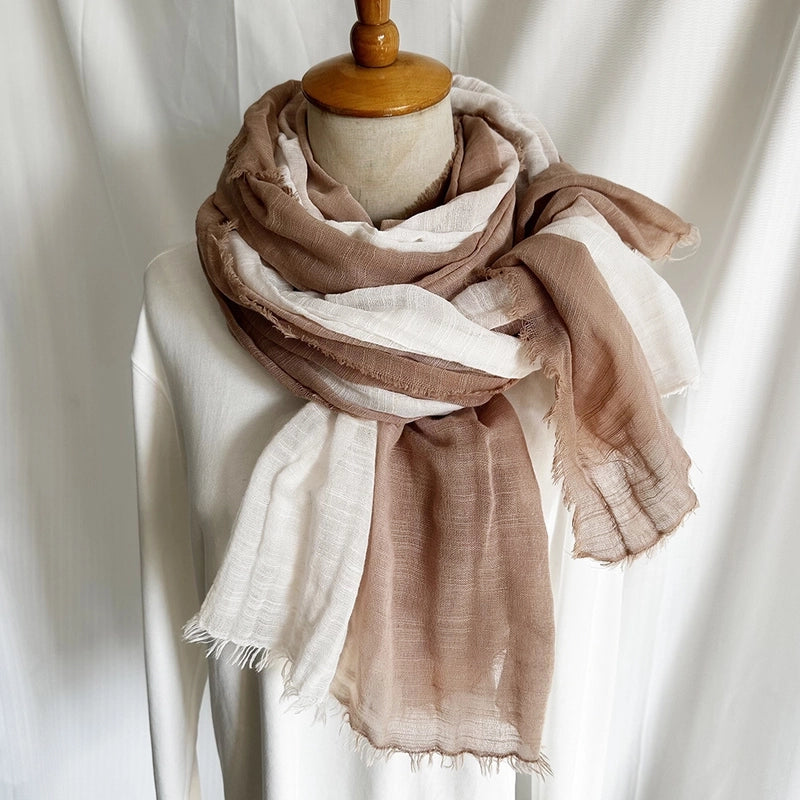 Unisex Minimalist Color Block Cotton Scarf