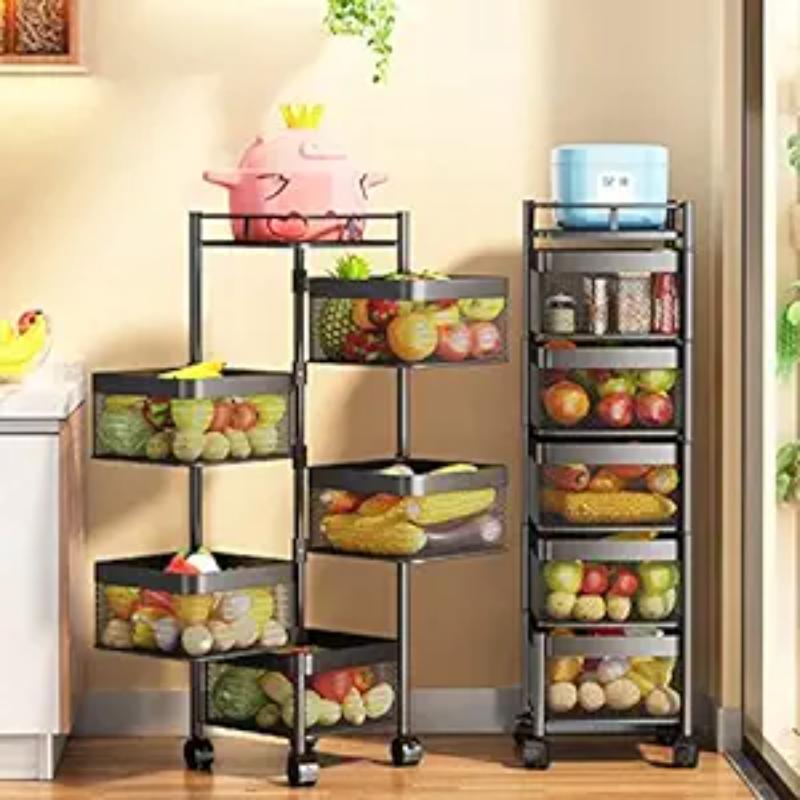 5 Layer Box type Rotating Shelf.  5 Tier Square Storage Rack with Wheels