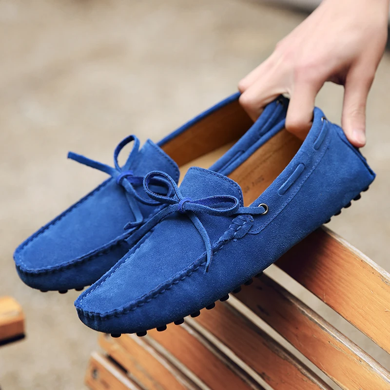 Gameglobeplanet oxford Loafers Men Handmade Leather Shoes Casual Driving Flats Slip-on Moccasins Boat Shoes Plus Size Lace-up lazy bean shoes