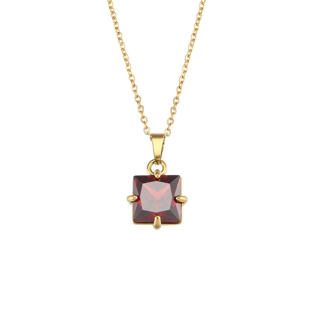 Fashion Quadrilateral Geometric Stainless Steel 18K Gold Plated Necklaces