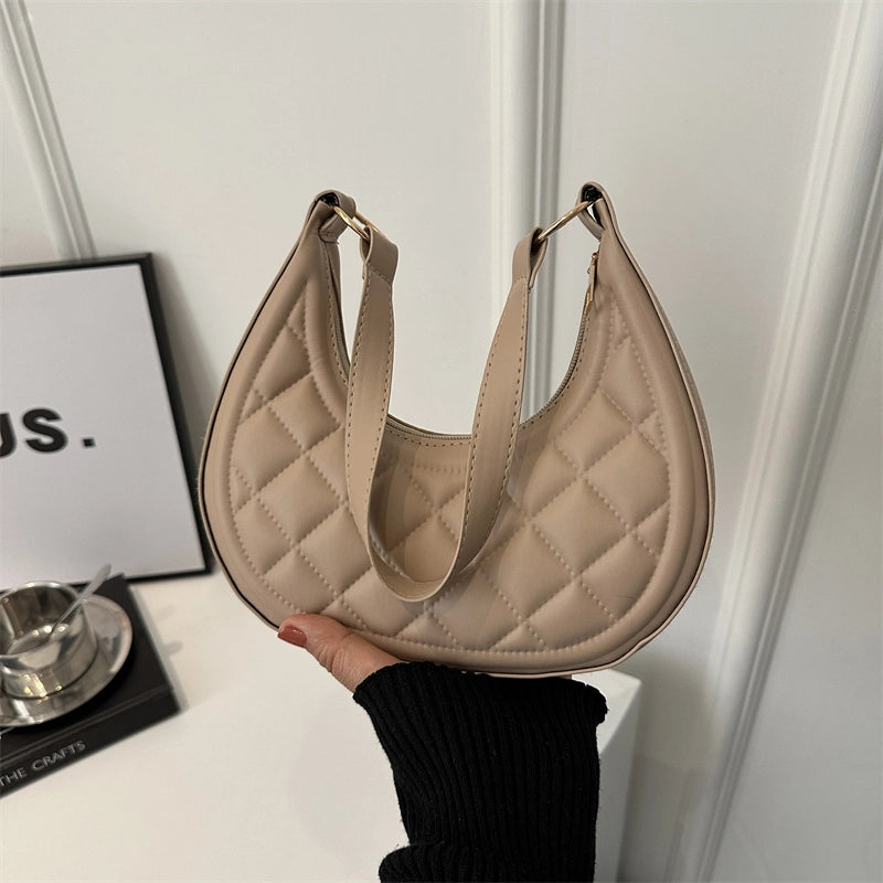 Women's Small Pu Leather Solid Color Streetwear Dumpling Shape Zipper Shoulder Bag Underarm Bag