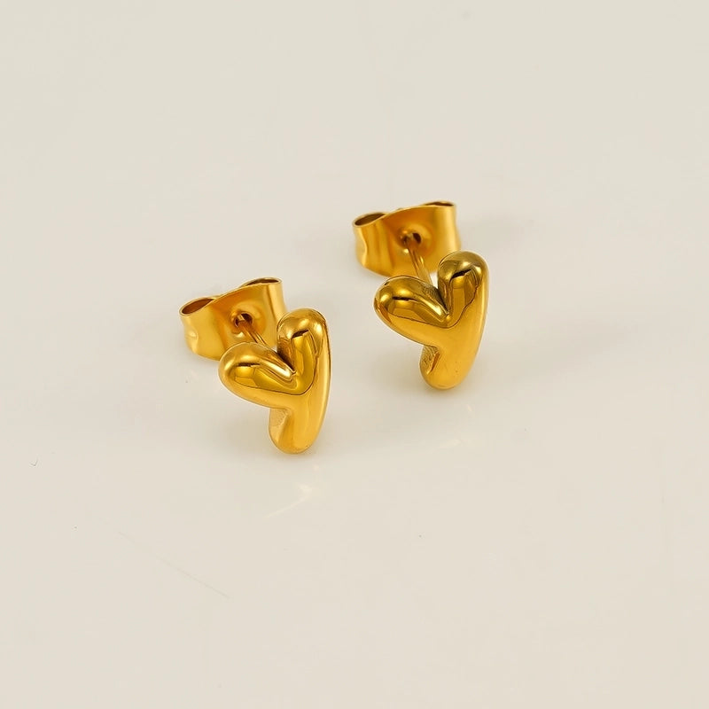 1 Piece Minimalist Classic Style Letter Plating 304 Stainless Steel 18K Gold Plated Ear Studs