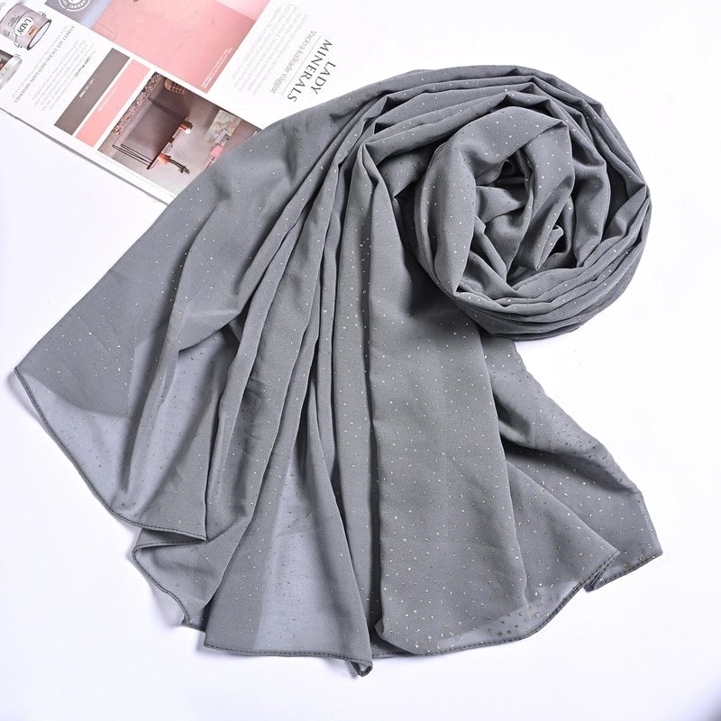 Hot Sale Solid Color Bronzing Chiffon Scarf Silk Scarf Decorative Headscarf Women's Solid Color Headscarf Scarf