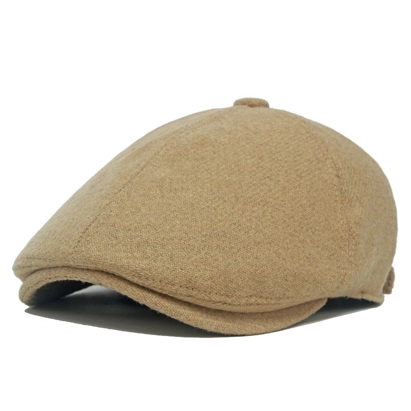 Unisex Retro British Style Solid Color Curved Eaves Beret Hat