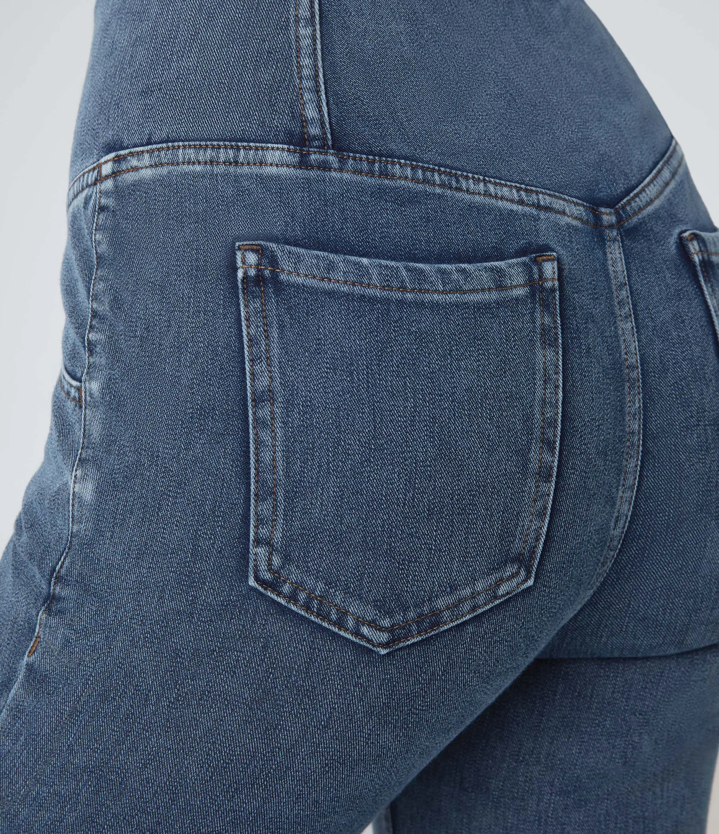 ⚡8 Packs for $25.95⚡- High Waisted Crossover Pocket Washed Stretchy Knit Casual Super Flare Jeans