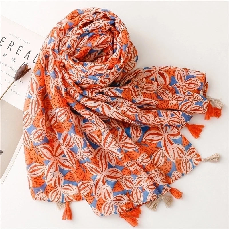 Women's Fashion Sweet Flower Polyester Tassel Winter Scarves