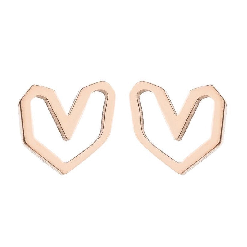 1 Pair Minimalist Heart Shape Plating 304 Stainless Steel 18K Gold Plated Earrings