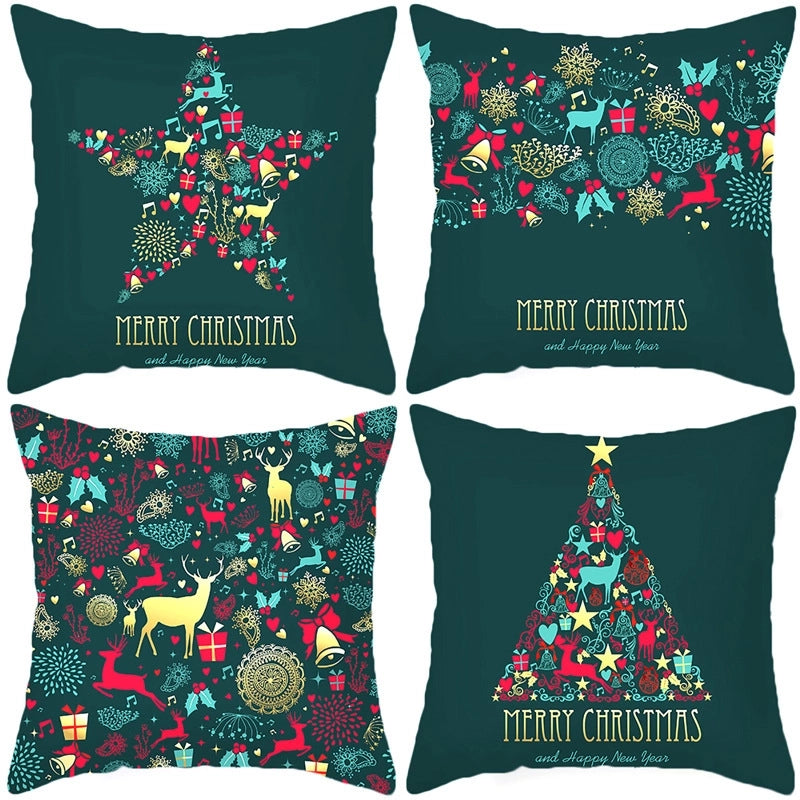 Fashion Christmas Tree Santa Claus Elk Polyester Pillow Cases