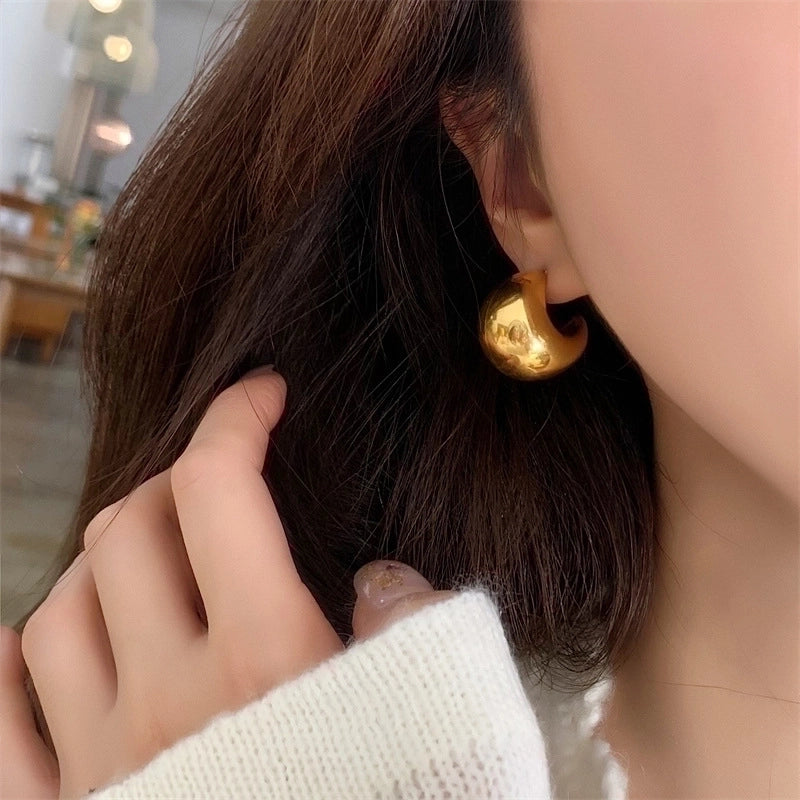 1 Pair Minimalist Solid Color Plating Stainless Steel Gold Plated Earrings