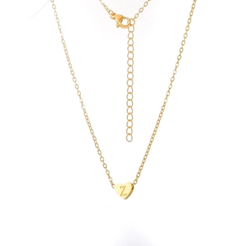 Stainless Steel Titanium Steel 18K Gold Plated Minimalist Letter Heart Shape None Pendant Necklace