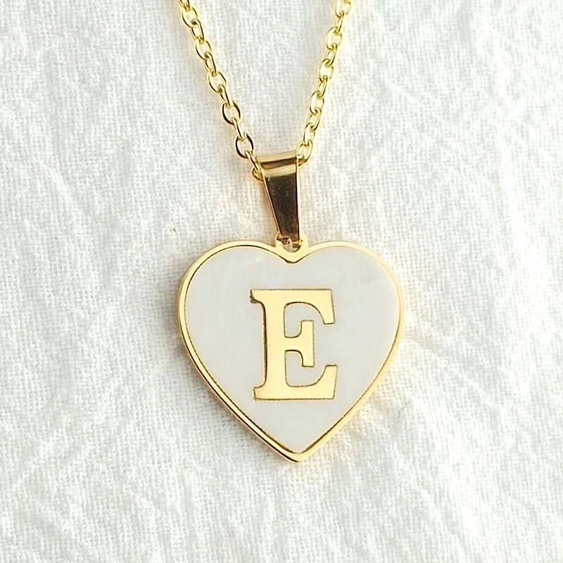 Cute Sweet Letter Titanium Steel Plating Inlay Shell Pendant Necklace