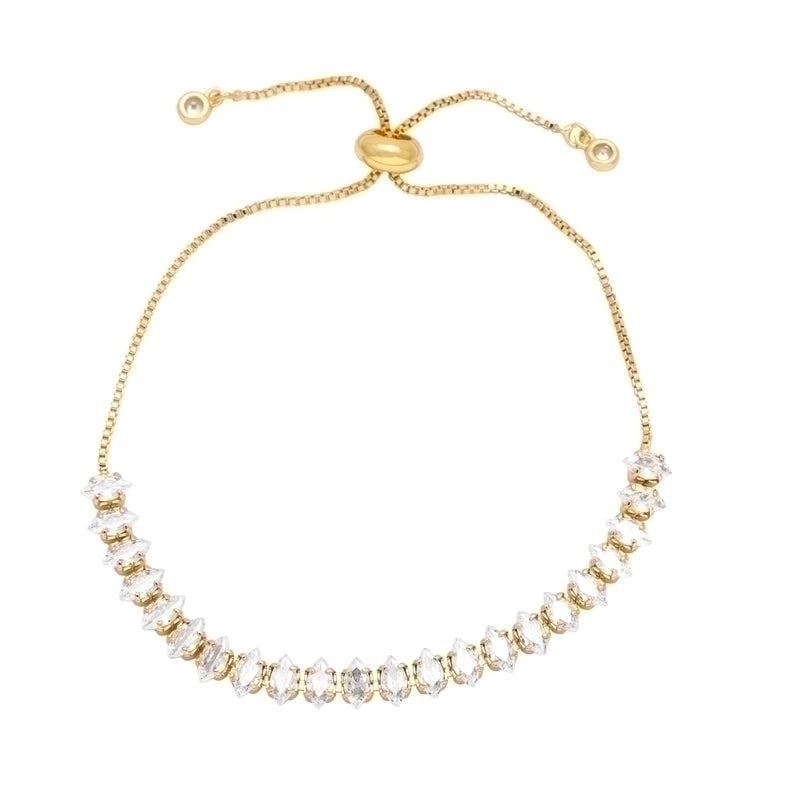 1 Piece Minimalist Leaf Copper Plating Inlay Zircon Bracelets