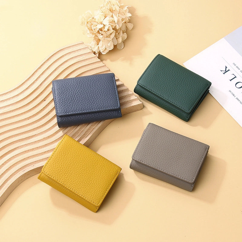 New Genuine Leather Wallet Women's Short Japanese Style Wallet Zipper Small Wallet Card Holder Multi-card Small Coin Purse