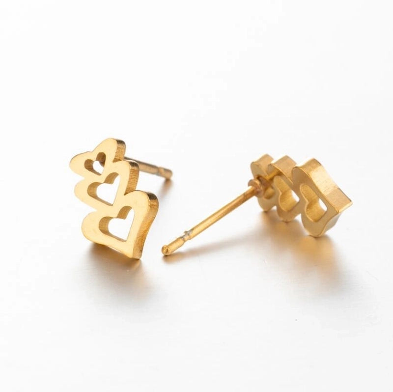 Minimalist Heart Shape Stainless Steel Plating Ear Studs 1 Pair